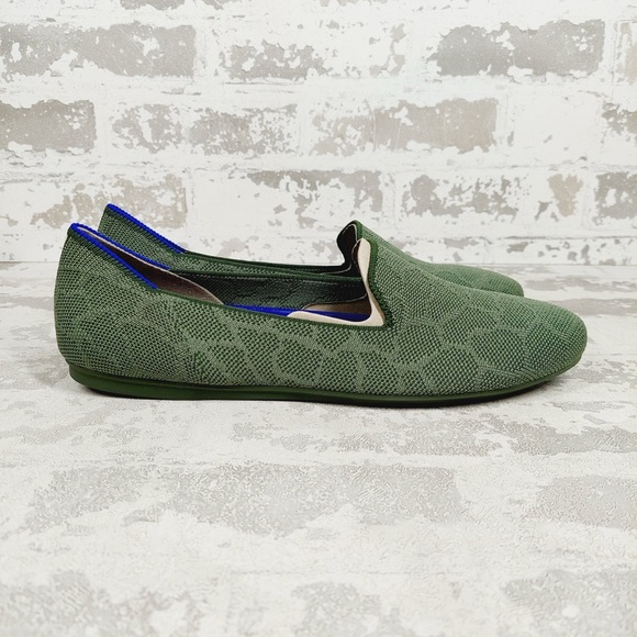 NEW Rothy's The Flat Safari Green Sage Giraffe Round Toe Slip On Loafers F559 - Picture 3 of 8